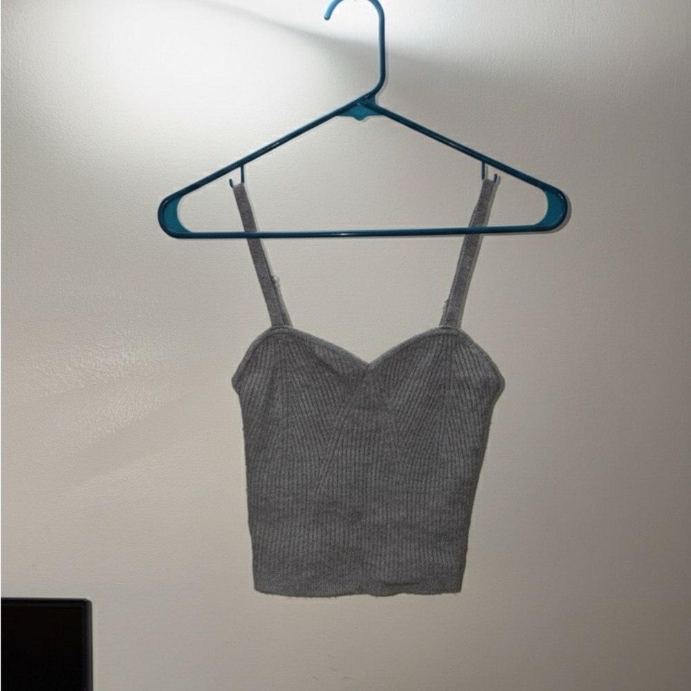 Wild Fable Gray Ribbed Sweater Tank Top XS Sweetheart crop top